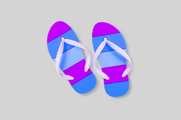 Close View Cute Pair Beach Sandals Isolated White Background Added — Stock Photo, Image