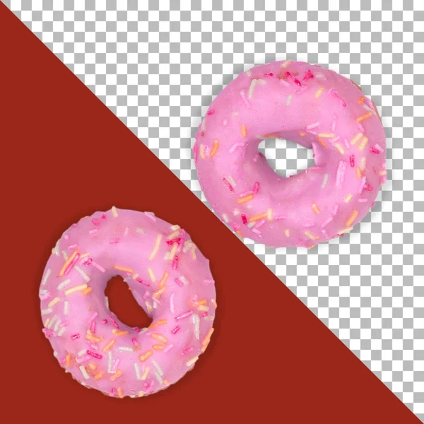 Isolado Dois Donuts Rosa Com Esmalte — Fotografia de Stock