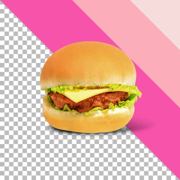 Verse Smakelijke Burger Geïsoleerd Transparante Achtergrond — Stockfoto