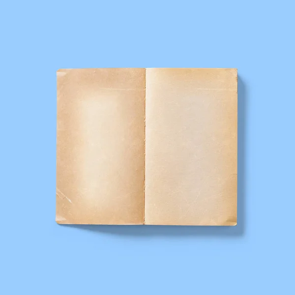 Cubierta Libro Suave Primera Página Abierta Aislada Sobre Fondo Azul —  Fotos de Stock