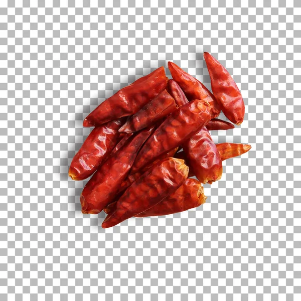 Sušené Červené Chilli Izolované Průhledném Pozadí — Stock fotografie