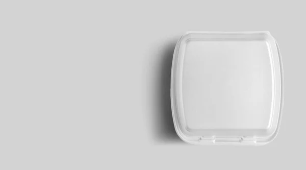 Visão Superior Isopor Branco Branco Isolado Cinza Conceito Almoço Comida — Fotografia de Stock