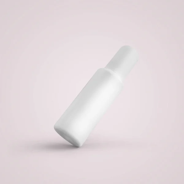 Representación Botella Plástico Cosmético Blanco Blanco Aislado Sobre Fondo Gris — Foto de Stock