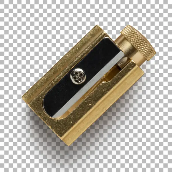 Isolated Closeup Golden Pencil Sharpener — Stock Photo, Image