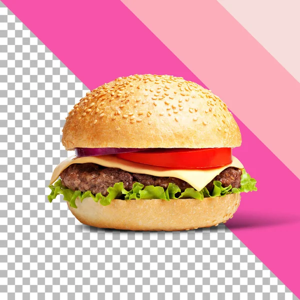 Fresh Tasty Burger Isolated Transparent Background — Stock Photo, Image