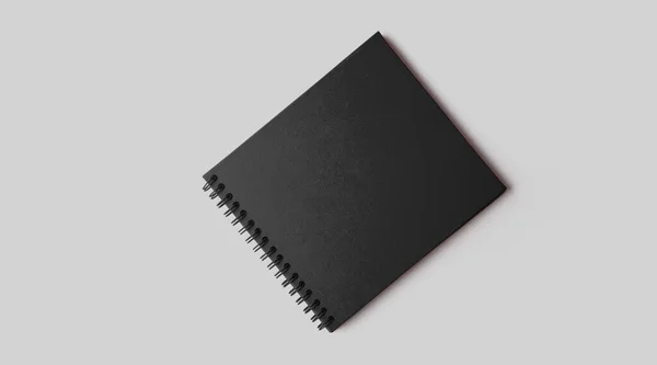 中性灰色混凝土背景上有柔和阴影的空黑色笔记本电脑模型 — 图库照片