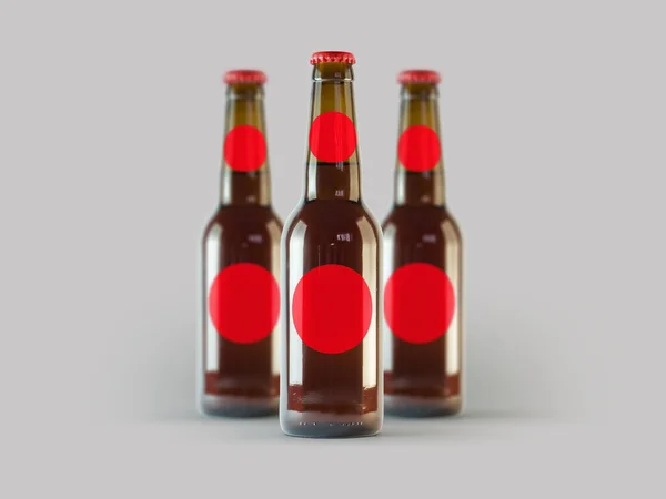 Isolated Beer Bottles Mock Blank Label Oktoberfest Concept — Stock Photo, Image