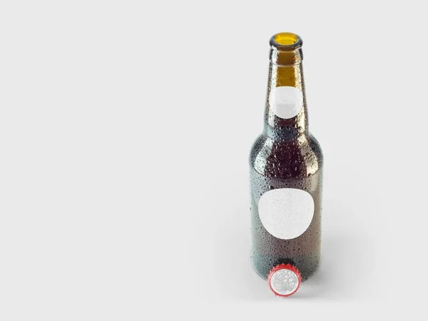 Isolated Beer Bottle Mock Etichetta Vuota Concetto Oktoberfest — Foto Stock