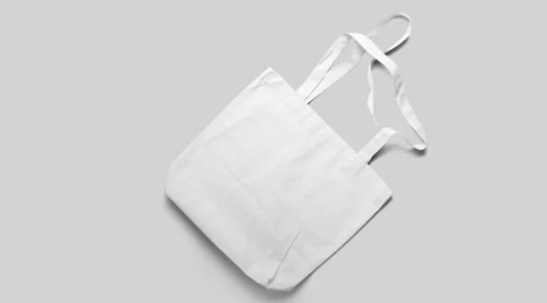 Uma Vista Isolada Saco Tote Branco Fundo Cinza — Fotografia de Stock