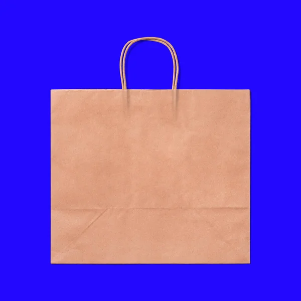 Luxus Einkaufstasche Aus Recyceltem Papier Isoliert Auf Blauem Hintergrund — Stockfoto