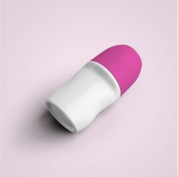Renderowania Puste Białe Rolki Dezodorantu Plastikowej Butelce Różowym Wieczkiem Izolowane — Zdjęcie stockowe