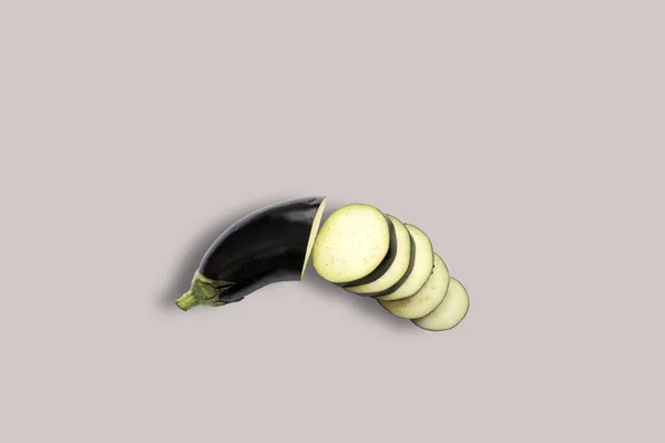 Top View Sliced Eggplant Isolated Grey Background Suitable Your Design — Stock Photo, Image
