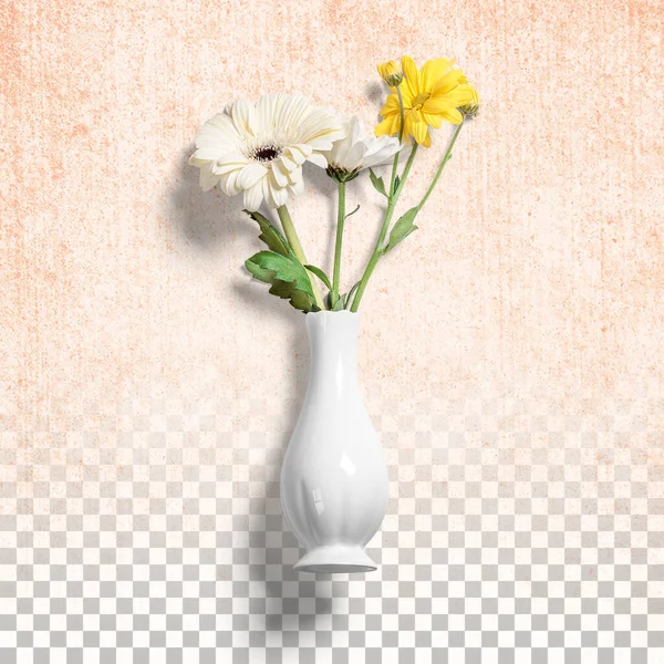 Świeże Kwiaty Białym Wazonie Izolowane — Zdjęcie stockowe