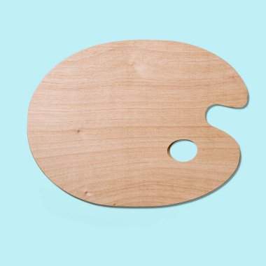 Üst manzara ahşap palet mavi arka planda izole. Tasarım projeniz için uygun.