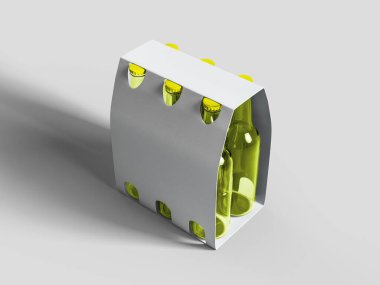 Sarı Bira Şişe Model-up 'ı izole edildi - Boş Etiket
