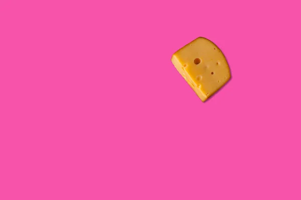 Cheese Piece Creative Conceptual Top View Flat Lay Composition Copy — Stock Photo, Image