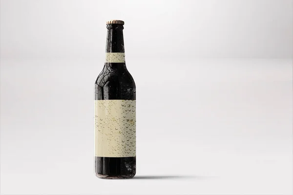 Blank Svart Flaska Mockup Etikett Isolerad Mörk Alkohol Flaska Mock — Stockfoto