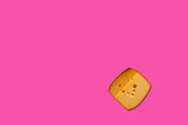 Cheese Piece Creative Conceptual Top View Flat Lay Composition Copy — Stock Photo, Image