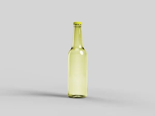 Mock Butelki Żółtego Piwa Izolowane Blank Label — Zdjęcie stockowe