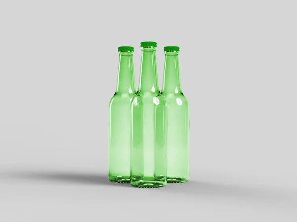 Yeşil Bira Şişe Model Izole Edildi Boş Etiket — Stok fotoğraf