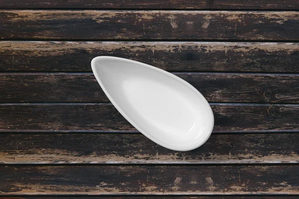 White Sauce Tray Top View Wooden Background — Stock Photo, Image