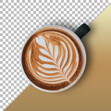 Şeffaf arkaplanda izole edilmiş bir fincan latte..