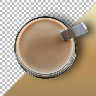 Şeffaf arkaplanda izole edilmiş bir fincan latte..