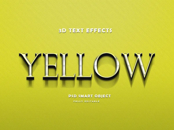 黄色の3Dテキストエフェクトデザインテンプレート — ストック写真