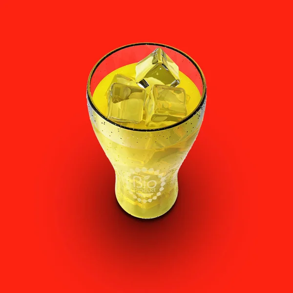 Lemonade Glass Mockup Rocks Ice — Stock Photo, Image