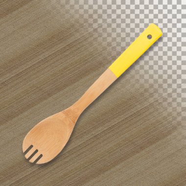 Renkli işlemeli saydam bir arkaplan üzerinde ahşap Spatula