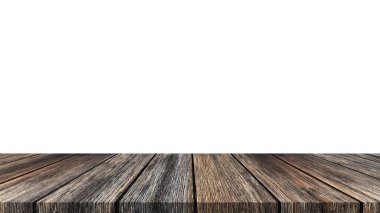 Boş beyaz arkaplan ile gösterim veya montaj ürünleri için tahta tablo.