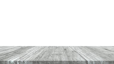 Boş beyaz arkaplan ile gösterim veya montaj ürünleri için tahta tablo.