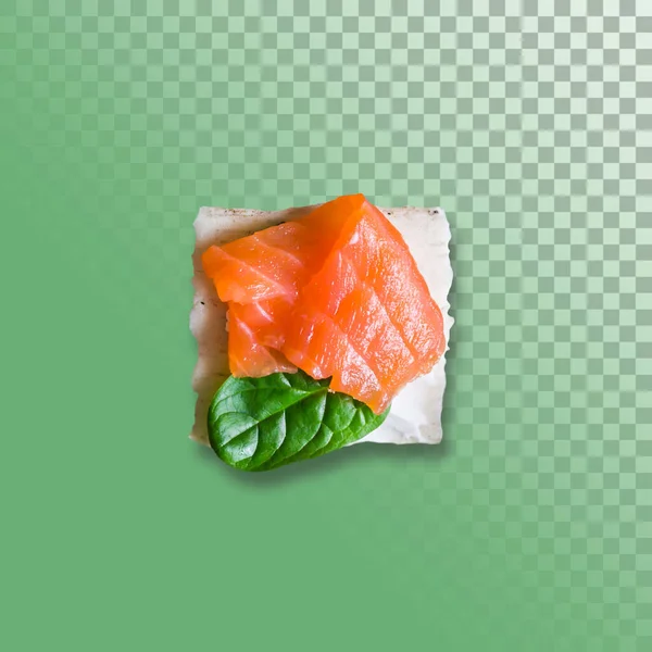 Sushi Nigiri Frunze Spanac Izolate Fundal Transparent — Fotografie, imagine de stoc