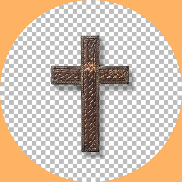 Close View Old Rustic Bronze Holy Cross Isolated Transparent — Stock Photo, Image