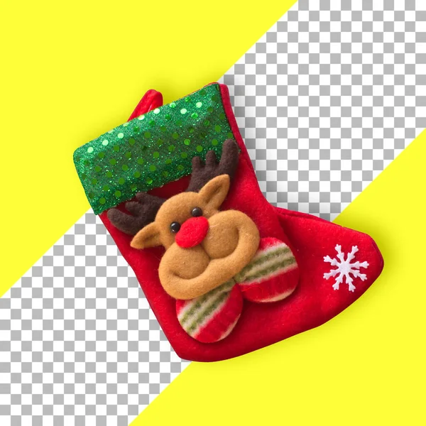 Rote Weihnachtsgeschenksocke Isoliert — Stockfoto