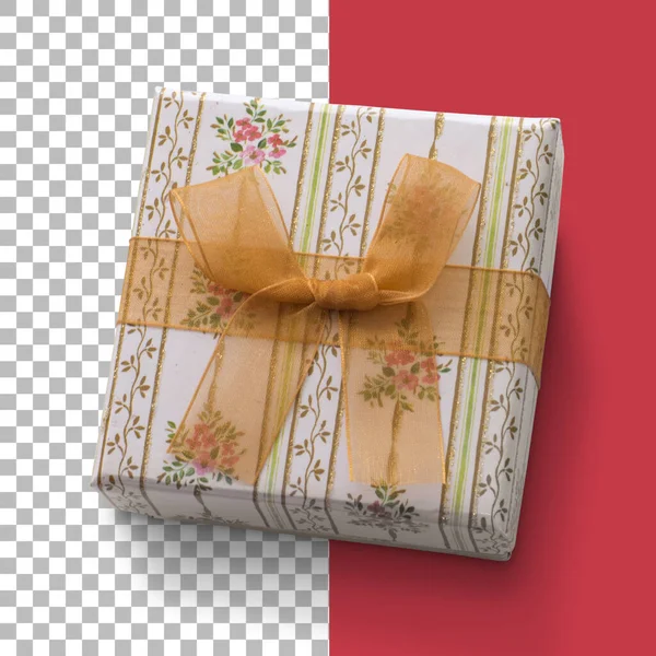 Top View Christmas Box Isolated — Stock Photo, Image