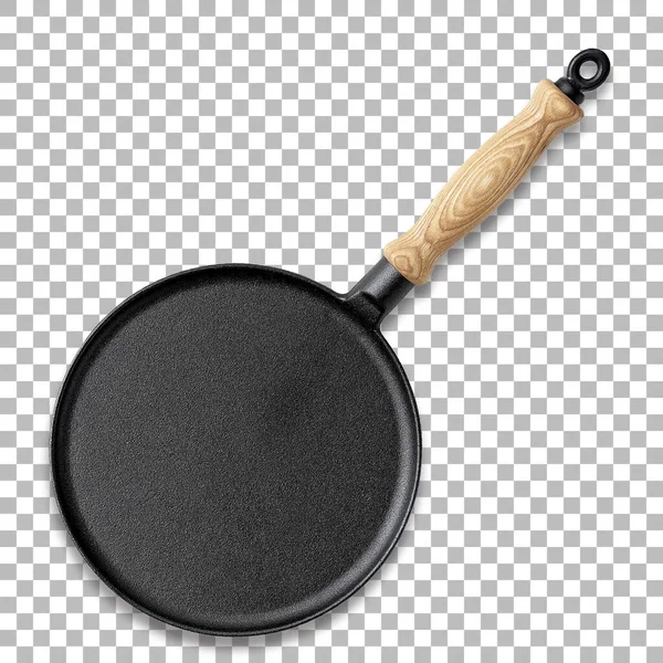 Steel Empty Frying Pan Isolated Transparency Background — Stock Photo, Image