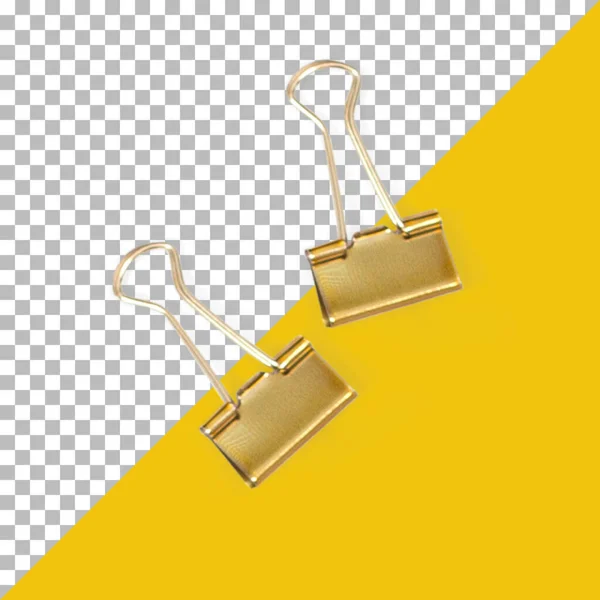 Isolated Two Golden Paper Clips — Stock Photo, Image
