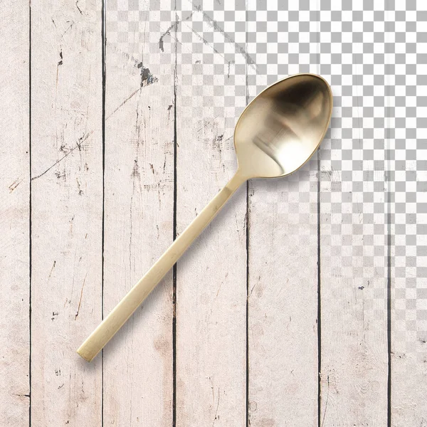 透明背景下的银制甜点勺子餐具 — 图库照片