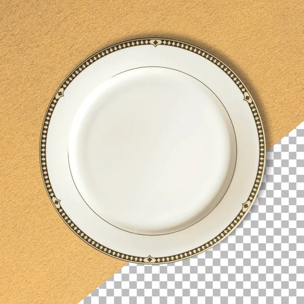 Κενό Λευκό Πιάτο Κασσίτερου Απομονωμένο Διαφανές Φόντο — Φωτογραφία Αρχείου