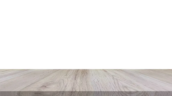 空白白色背景的木制桌子或蒙太奇产品 — 图库照片
