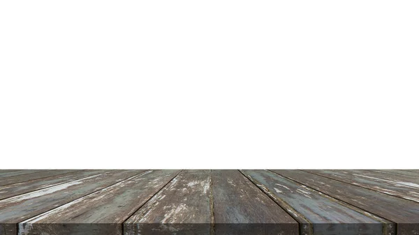 Τραπέζι Ξύλινο Για Επίδειξη Μοντάζ Προϊόντων Λευκό Φόντο — Φωτογραφία Αρχείου