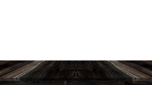 製品表示のための空白の白い背景を持つ木製のテーブルフロントビュー — ストック写真