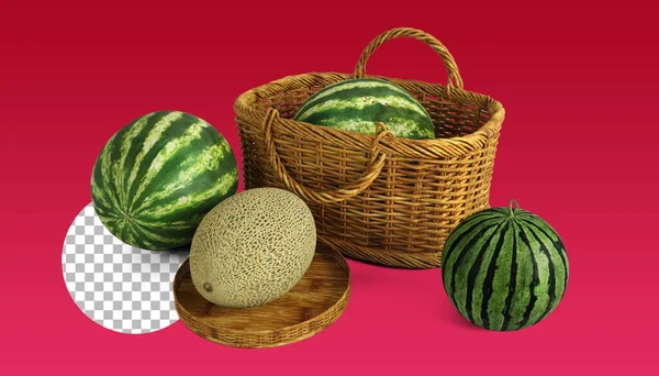 Wassermelone Früchte Für Tropische Szene Element — Stockfoto