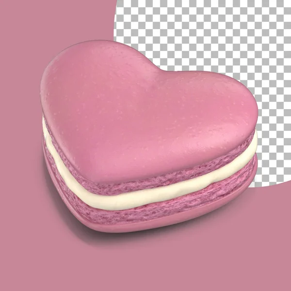 Sabroso Corazón Rosa Formas Macarrones Color Aislados — Foto de Stock