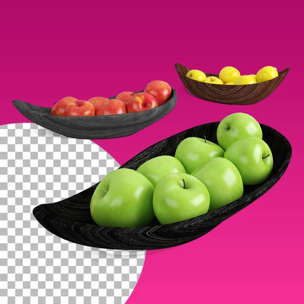 Fresh Apples Wooden Bowl Fit Your Scenes Project — Stock Photo, Image