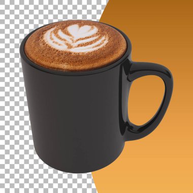 Cappuccino kahve fincanı, şeffaf bir şekilde izole edilmiş..
