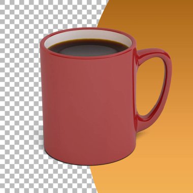 Kaynak tasarımı için kırmızı bardakta sıcak sade kahve..