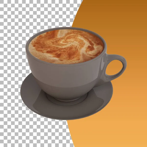 Cappuccino Coffee Cup Closeup Isolated Transparent — Stock Photo, Image