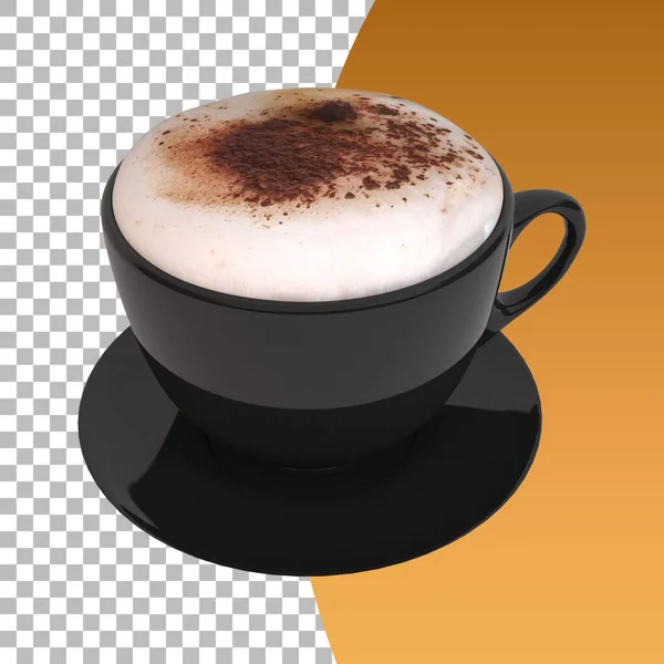 カプチーノコーヒーカップクローズアップ透明上に隔離 — ストック写真